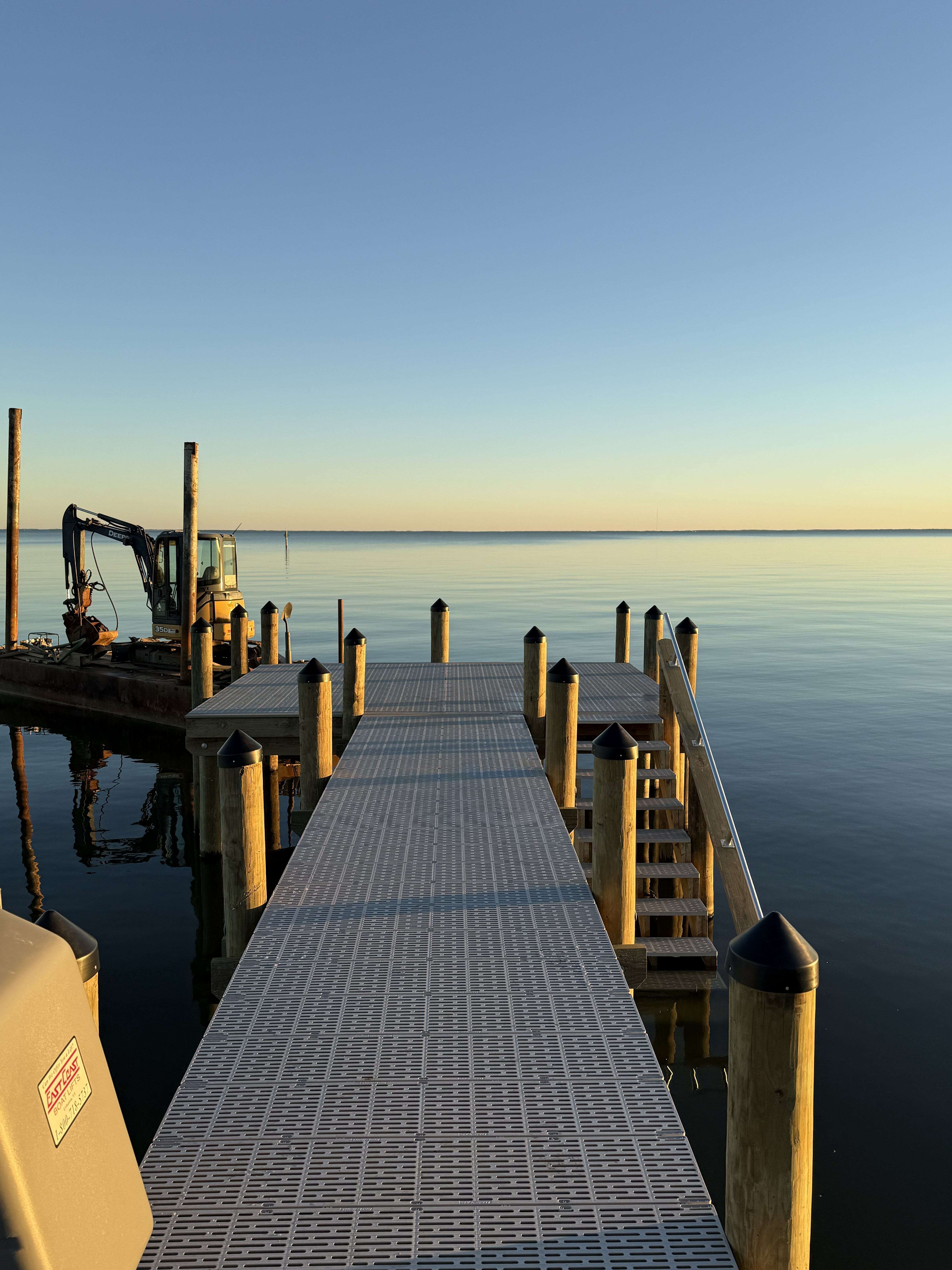 Construction barge working on water